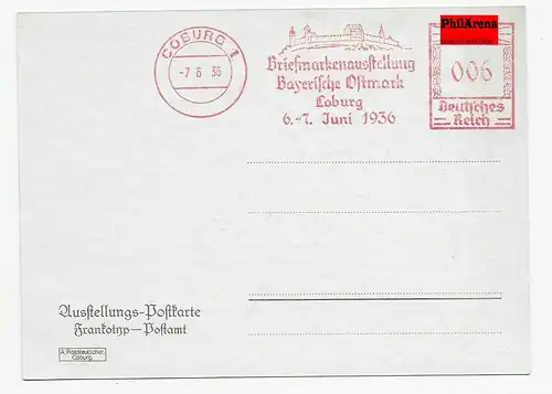 Timbres gratuits Exposition de Bavarois Ostmark, Coburg 1936