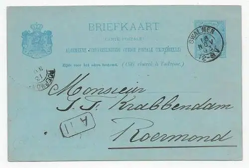 Briefkaart Swalmen 1893 to Roermond