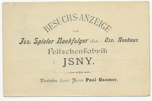 Affaire d'impression Isny après Lindau: annonce de visite Peischenfabrik 1901