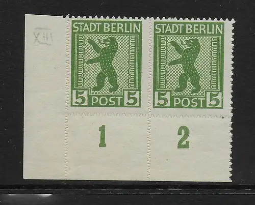 MiNr. 1 B VIII, postfrisch, ** Eckrand