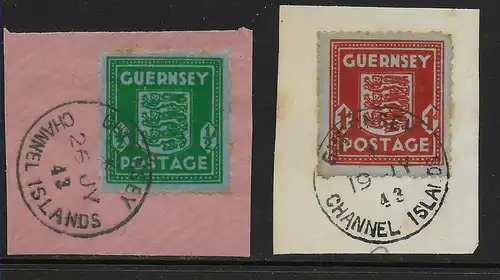 Guernsey MiNr. 4-5, Briefstücke 1943