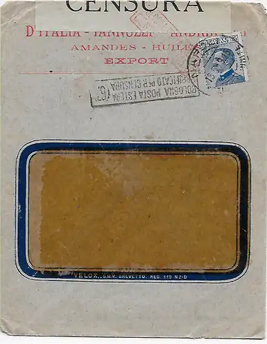 Zensurbrief Napoli nach Stockholm, 1919