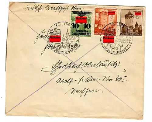 GG: Sonderstempel Bedarfsbeleg, 1941, Ein Jahr Generalgouvernement