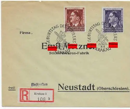 Einschreiben VfS Krakau 3 nach Neustadt. Sonderstempel Krakau, portogerecht