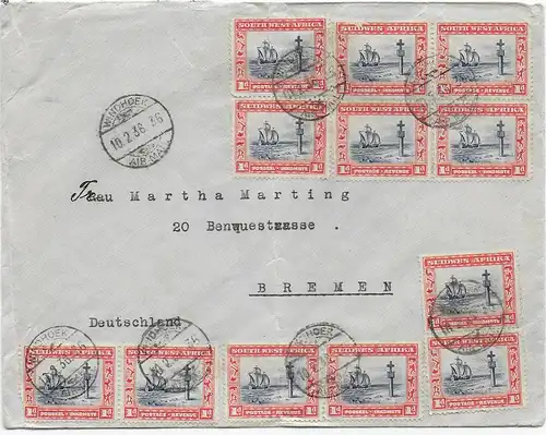 Brief Windhoek 1936 nach Bremen