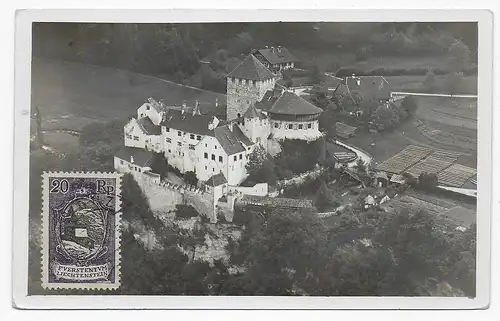 Carte postale aérienne du château Vaduz, 1925, Mi Nr. 53