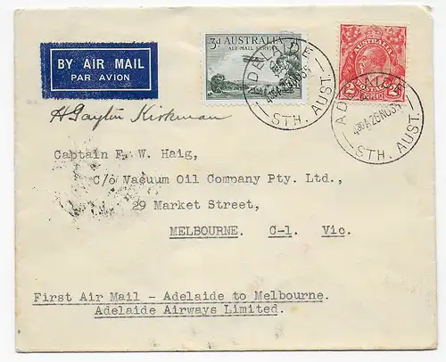 Aéroport d'Adelaide, après Melbourne, 1926, signature du pilote