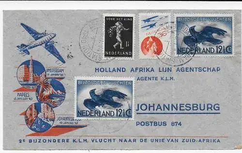 Flugpost KLM Amsterdam-Neapel-Johannesburg: 1940