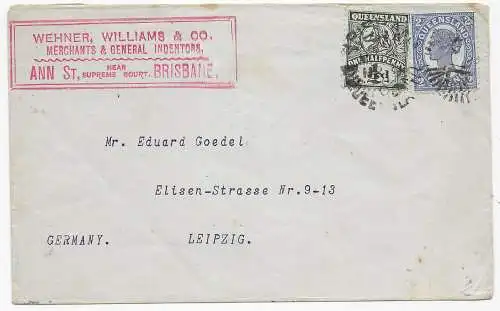 Brisbane, cover to Leipzig, 1901