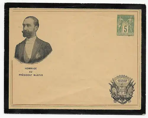 Frankreich: Blanko Ganszachen Umschlag ca. 1900, Präsident Martyr