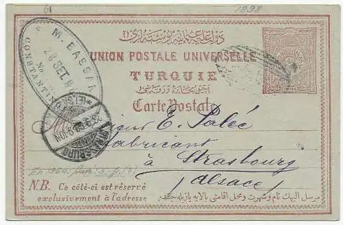 Postkarte Constantinopel nach Strasbourg, 1898