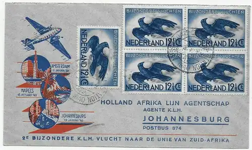 air mail Amsterdam, Napels, Johannesburg - 1940