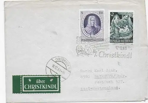 Christkindl Brief 1963 nach Bayreuth