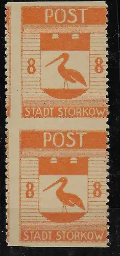 Stadt Storkow, MiNr. 13 A Us, postfrisch, ** und oben Falz