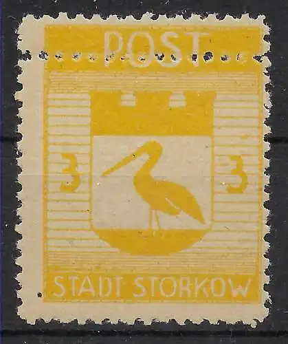 Stadt Storkow, MiNr. 9, Doppelzähnung, **, postfrisch