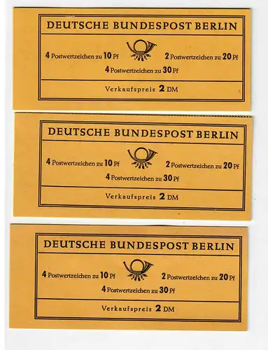 Berlin: MiNr. MH 5a, 5b,5c, frais, **