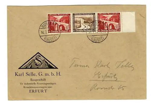 Lettre de Leuna avec impression, d'après Erfurt, 1937