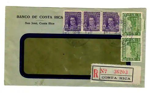 Registered San José to Brugg/CH, 1934
