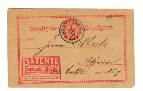 Stadtpost Stuttgart 1899, Patent - Werbung