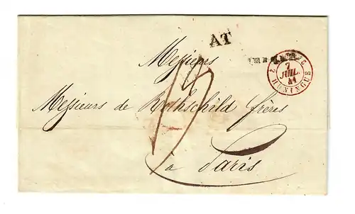 Brief von 1841, Constantinople an Gebrüder Rothschild, Paris mit Cholera Stempel