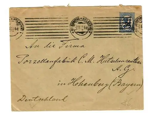 Lettre de Helsingfors vers Hohenberg/Bayern, 1920