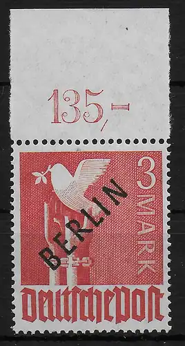 Berlin: MiNr. 19 BOR ndgz, postfrisch, **, BPP geprüft, Oberrand ungezähnt