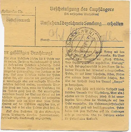 Carte de Mamming vers Eglfing, Centre de cures, 1948, MeF MiNr. 92