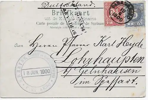 Carte visuelle - Picture post card Paramaribo vers Gelnhausen, 1900