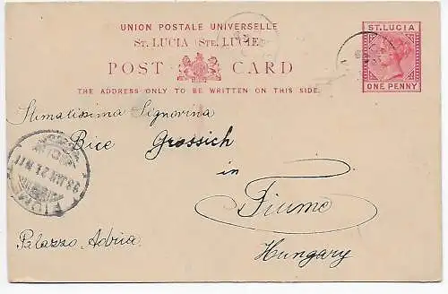 Sainte-Lucie 1897 vers Fiume/Hongrie