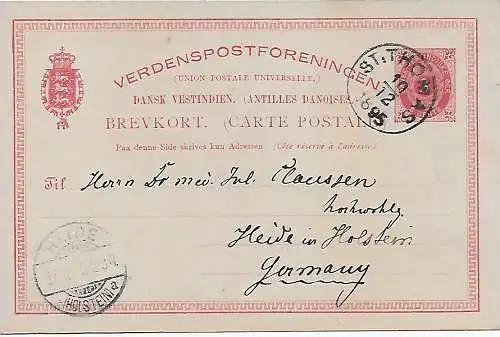 Carte postale St. Thomas vers Heide 1895