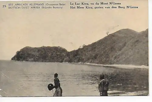 Ansichtskarte Belgisch Kongo, Besetzung DOA, 1920: Le Lac Kivu, Mont N'Goma