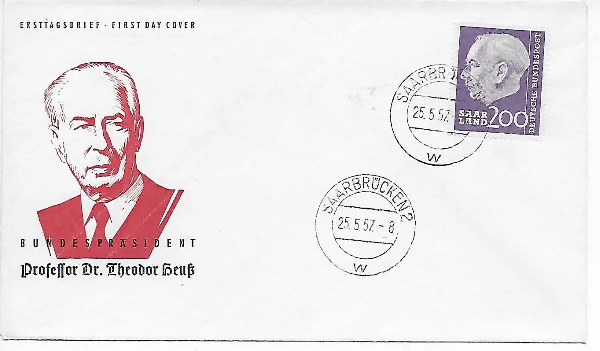 FDC 1957: Min. 399, Theodor Heuss Sarrebruck