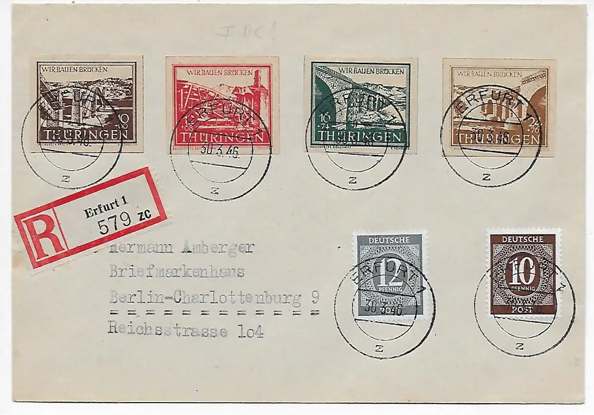 Erfurt Enregistré en 1946 à Berlin, FDC