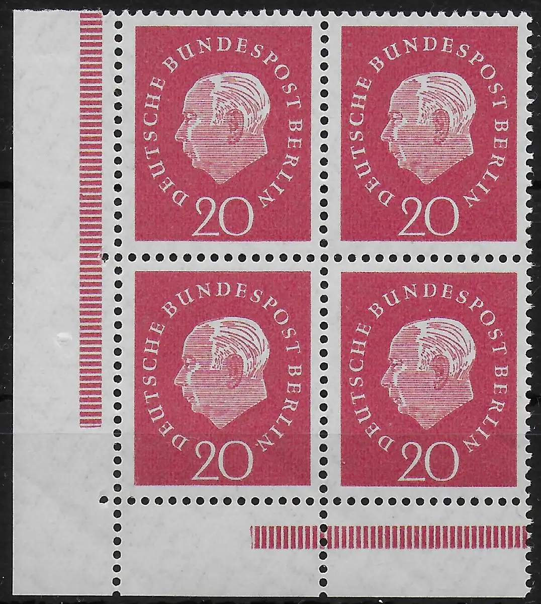 Berlin: MiNr. 184v, postfrisch, ** Eckrandblock VE3