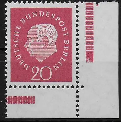 Berlin: MiNr. 184v, Eckrand E3, postfrisch **