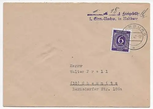 Lettre de Nabburg 1947 à Chemnitz - Prell