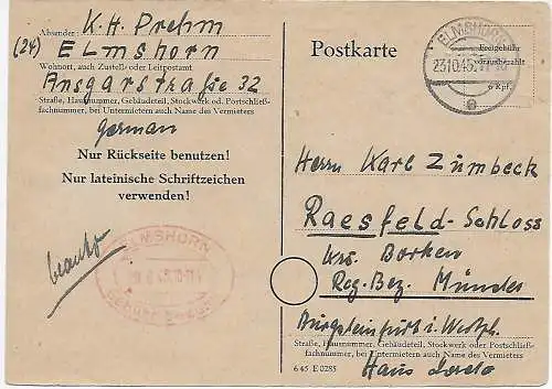 Elmshorn 1945 à Raesfeld-Château/Borken, frais payés