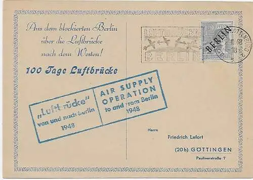 100 jours de pont aérien de et vers Berlin, 1948, Air supply operation Berlin