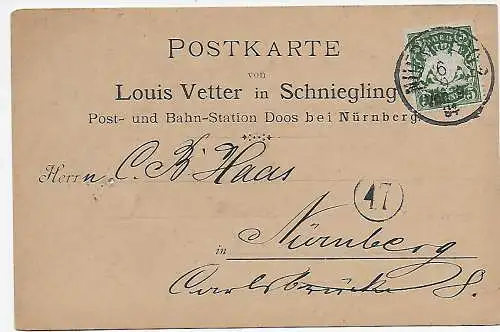 Réponse Carte postale 1908 par Nuremberg