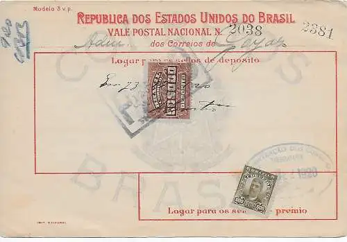 Brasilien: Geldanweisung 1920 Thesouraria