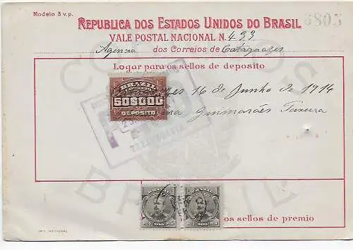 Brasilien: Geldanweisung 1914 Thesouraria