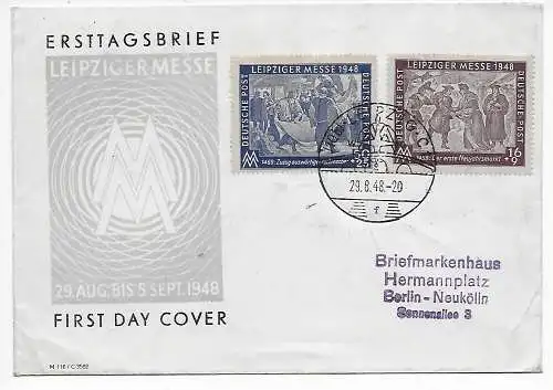 FDC Leipziger Messe, 1948 vers Berlin