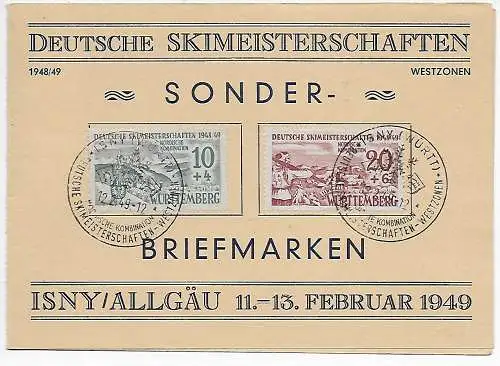 Championnats de ski allemands, 1949 Isny, FDC