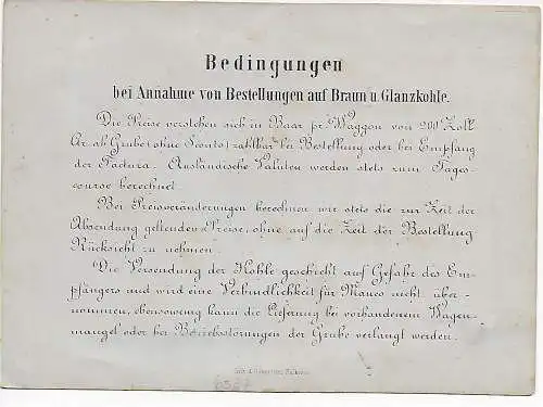 Falkenau am Eger, 1873 nach Hof: Bestellung Braun- und Glanzkohlen