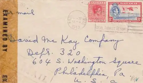 1943: Bahamas, Nassau to Philadelphia, Pa, USA, censor