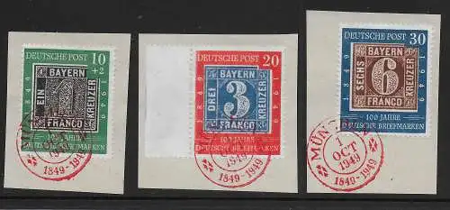 Bund: MiNr. 113-115, Stempel München 1.10.1949