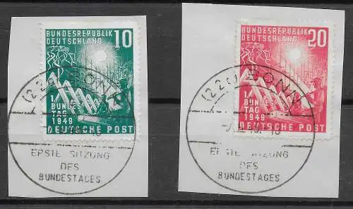 Bund: MiNr. 111-112, Ersttag Bonn Bundestag, 7.9.49, Luxus