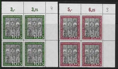 Bund: MiNr. 139-140, postfrisch, ** Eckrand VE2