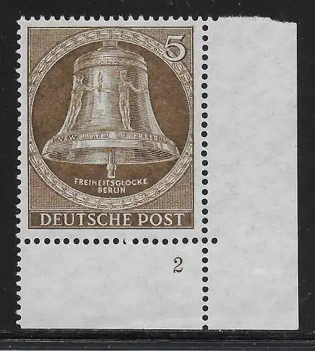 Berlin: MiNr. 101, postfrisch, ** Eckrand E4, FormNr. 2