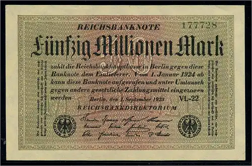 50Mio. Mark 1923 Reichsbanknote siehe Beschreibung (103788)